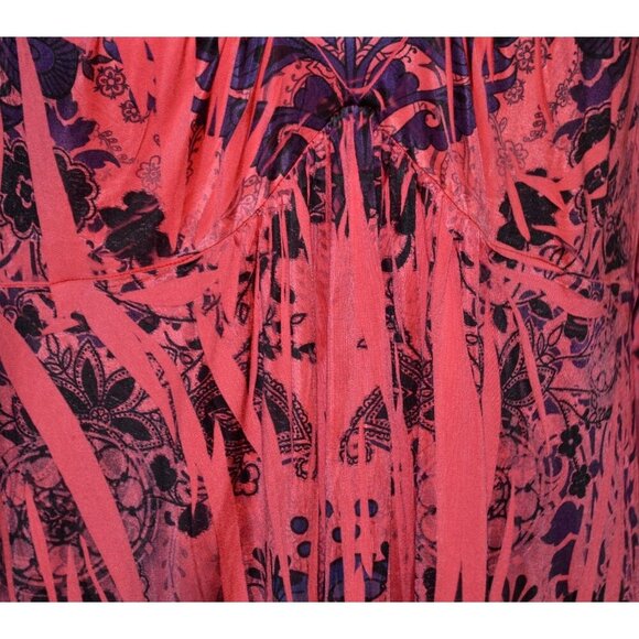 One World Ladies Red 3/4 Sleeve Studded V-Neck Blouse XL Stretch Floral Tunic - Picture 4 of 12